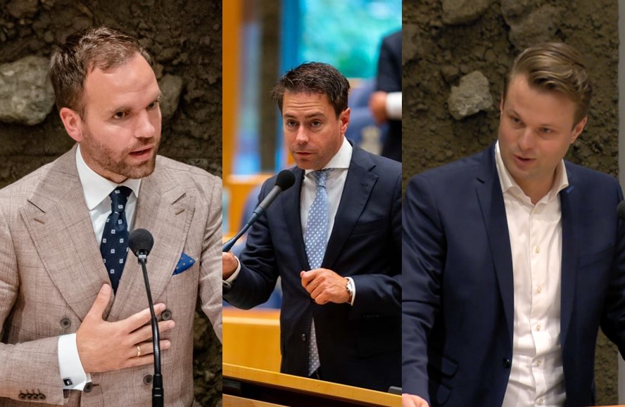 De initiatiefnemers van het wetsvoorstel; v.l.n.r. Derk Boswijk, Chris Stoffer en Peter Valstar